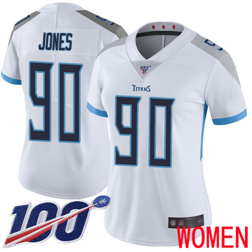 Tennessee Titans Limited White Women DaQuan Jones Road Jersey NFL Football #90 100th Season Vapor Untouchable->women nfl jersey->Women Jersey
